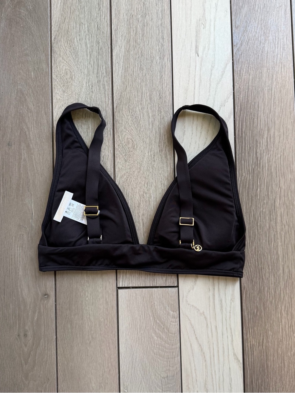 Michael Kors Black Bikini Top with Gold Buckle - Picture 2 of 4